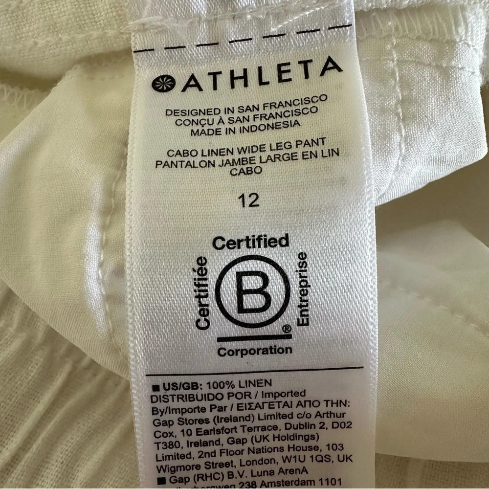 Athleta sz 10 White Linen Cabo Wide‎ Leg Pants Summer Beachy Boho Coastal 447244 - Picture 8 of 8